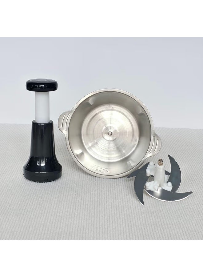 كوك كبة و مفرمة يدوية استانلس 2 لتر – محضر طعام منزلي لتقطيع وفرم الخضار والفواكه بسهولة، تعمل بالسحب والضغط اليدوي لتجهيز وجبات - Image 3